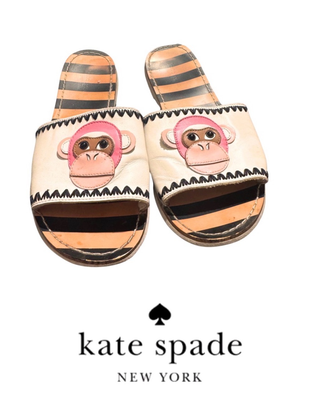 Kate Spade RARE Monkey Slides 8 1/2 - Picture 3 of 5